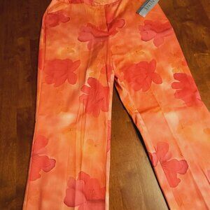 Nine & Company ~ Sz 8 ~ Orange Floral ~ Straight Leg Pants ~ NWT